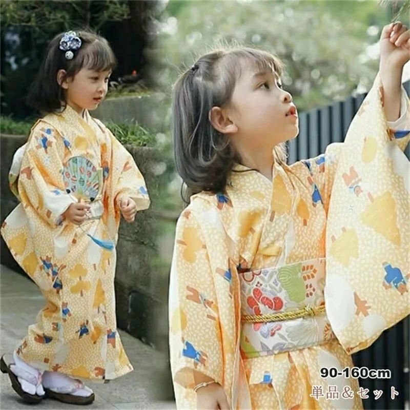 子供 浴衣 ゆかた yukata 子ども 女の子 キッズ お祭り 文化祭 簡単着付け 作り帯 セット 和柄 レトロ 洗える 夏祭り 夕涼み会 花火 盆踊り お盆休み お祝い プレゼント 可愛い おしゃれ 女児 小学生 中学生 七五三 90 100 110 120 130 140 150 160