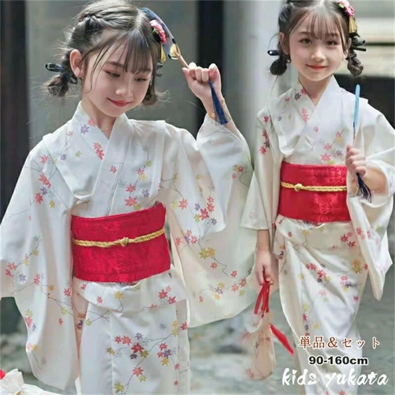 子供 浴衣 ゆかた yukata 花柄 夏祭り 花火大会 子ども 女の子 キッズ 簡単着付け 作り帯 セット 和柄 レトロ 洗える 夕涼み会 花火 お祭り 文化祭 盆踊り お盆休み お祝い プレゼント 可愛い おしゃれ 女児 小学生 中学生 七五三 90 100 110 120 130 140 150 160