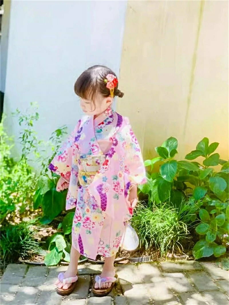 浴衣 ゆかた 子供 yukata 子ども 女の子 キッズ 簡単着付け 作り帯 セット 浴衣セ...
