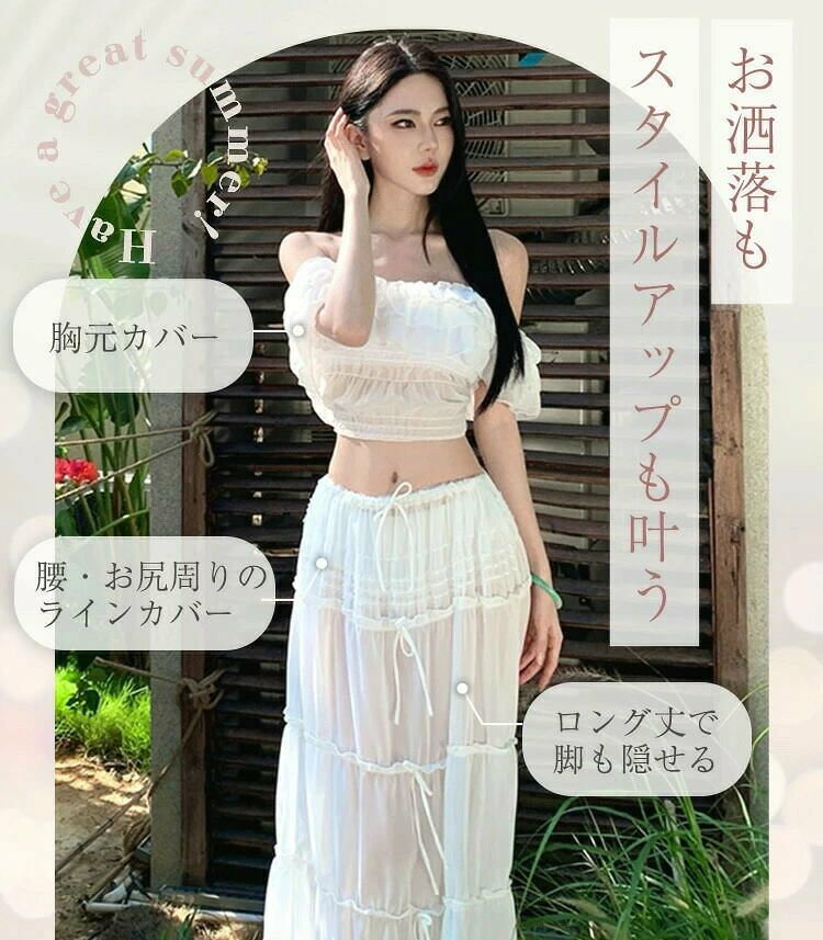 商品情報商品名水着素材ポリエステル商品内容3点セットビキニ（ブラ＋ショーツ）スカートサイズM L