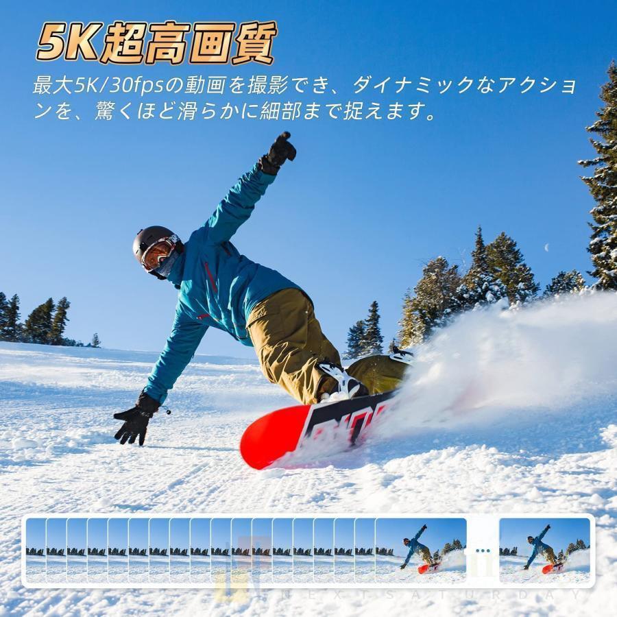 アクションカメラ 4K 5K 防水60M アウトドア 広角 小型 バイク 自転車 車載 ウェア...