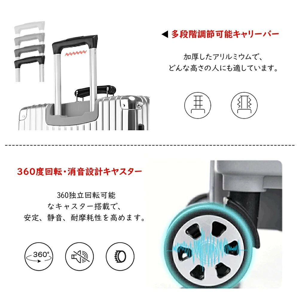 どんすずの「10%ポイントバック」 スーツケース Sサイズ キャリーバッグ キャリーケース 6カラー選ぶ 機内持ち込み 軽量 おしゃれ フレームタイプ ダイヤル式 アルミフレーム ダブルキャスター ビジネス 静音効果 TSAロック搭載 メッシュポケット 37L｜アングル3