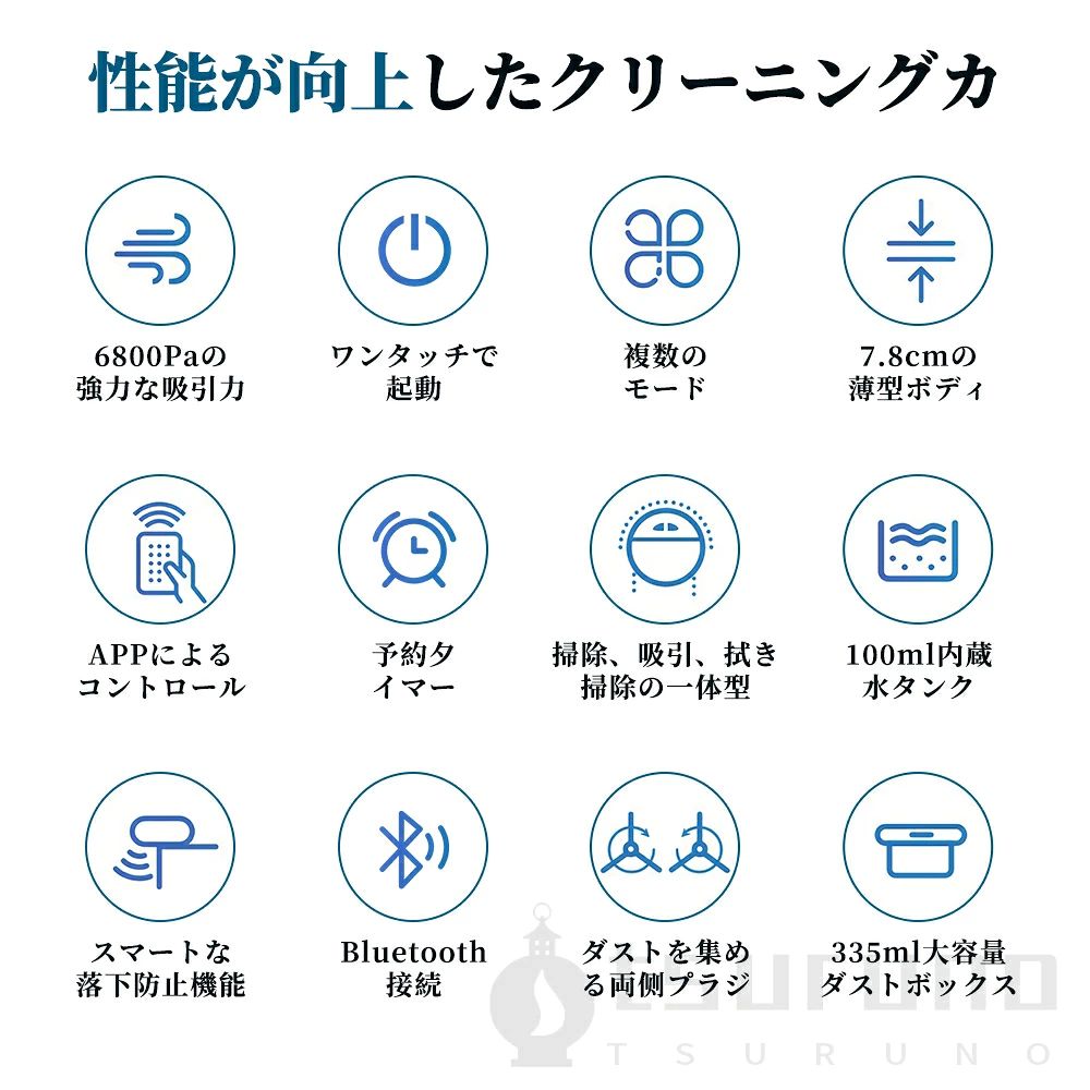 ロボット掃除機 水拭き 両用 5000Pa 強力吸引 高性能 あす楽 花粉対策 超薄型 畳 ...