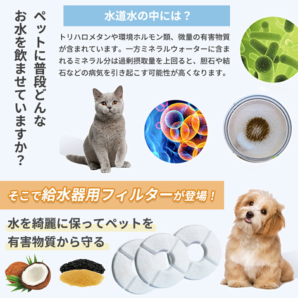 12個入　ピュアクリスタル 猫 フィルター catit給水器に使用できる軟水化フィルター 猫用 犬用　ペット 水 水飲み 自動給水器 交換用フィルター 抗菌活性炭 全円 送料無料