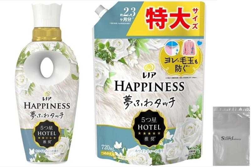 レノア Lenor ハピネス 夢ふわタッチ 柔軟剤 ホワイトティー 本体450mL 詰め替え 720mL ロゴ袋付き