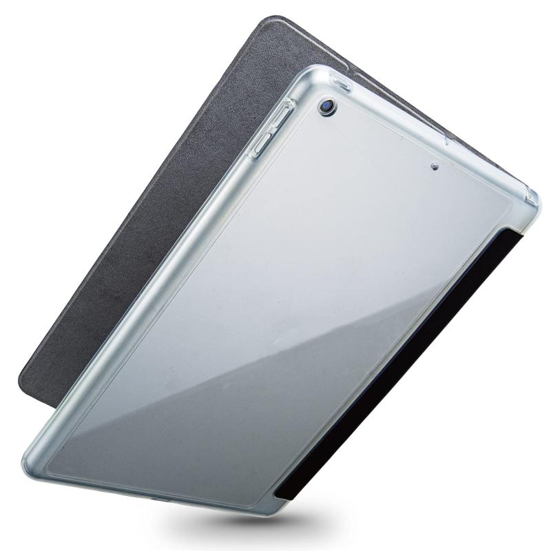 エレコム iPad 10.2 第9/8/7世代 (2021/2020/2019年) ケース 耐衝撃性 オートスリープ/オートウェイク マグネット固定 三つ折りスタンド 背面クリア ハイブリッドケース ブラック TB-A20RHVCFBK