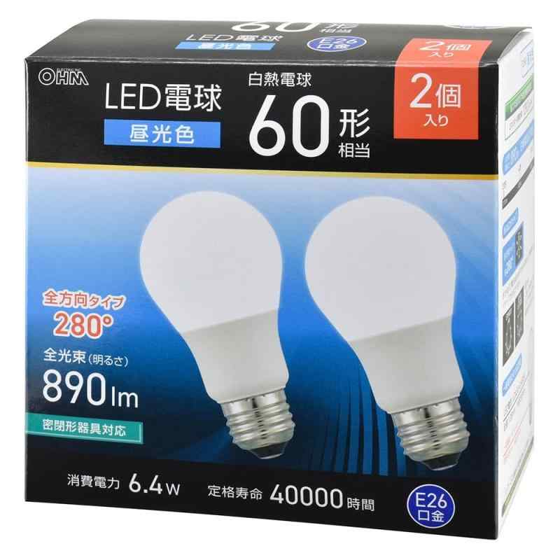 樂天商城 - オーム(OHM)オーム電機 LED電球 E26 60形相当 昼光色 2個入 LDA6D-G AG59 2P 06-5468
