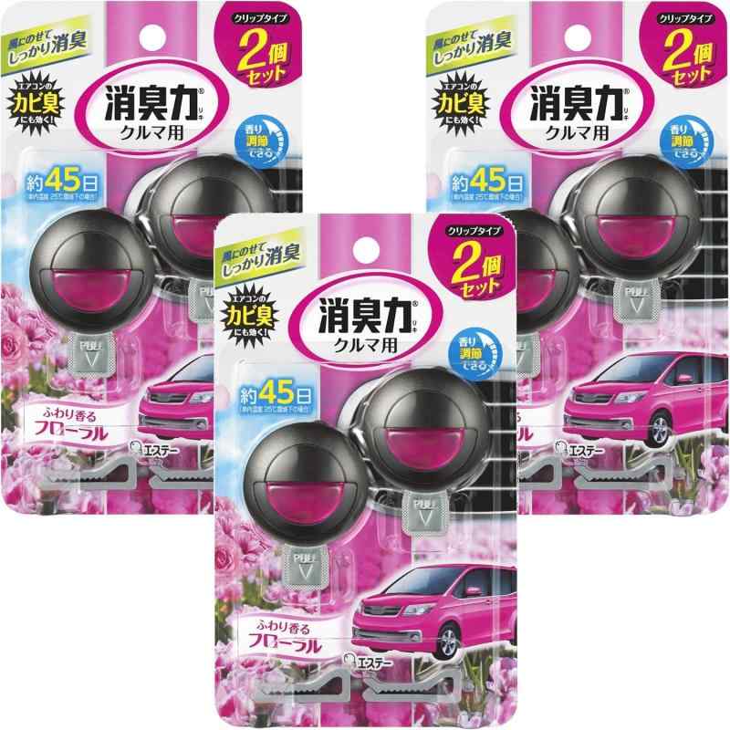 消臭力 クルマ [まとめ買い] 車用 クリップタイプ フローラル 3.2mL×6個セット(2個入×3) クルマの消臭力 車 クリップ 消臭剤 消臭 芳香剤