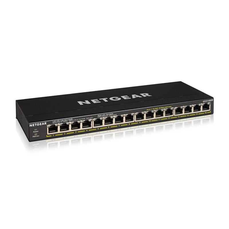 SONY - ネットギア NETGEAR スイッチングハブ 16ポート 1G PoE+ (183W) 金属筐体 静音ファンレス メーカー アンマネージスイッチ GS316PP-100AJS