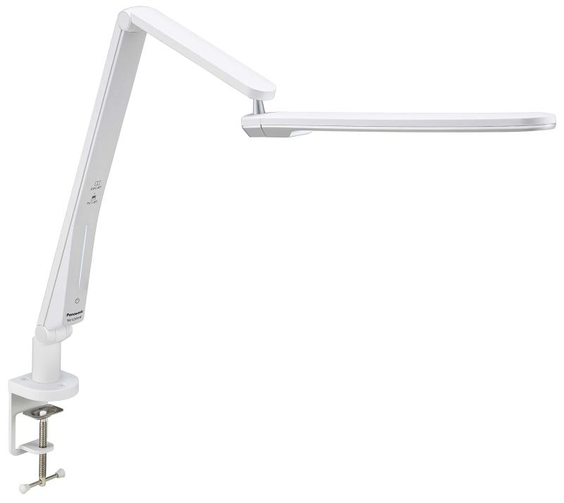 パナソニック LEDデスクライト クランプ型 パソコンくっきり光搭載 非接触タッチレススイッチ スマホ充電USBポート付 6ヶ所可動 器具光束855ルーメン JIS:AA形相当 ホワイト仕上×シルバー SQ-LC
