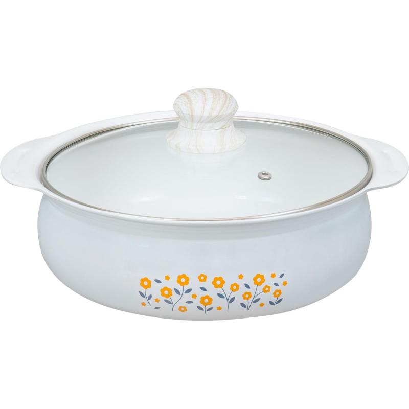 和平フレイズ(Wahei freiz) 卓上鍋 24cm IH・ガス 両手鍋 セラミック加工 ホーロー加工 ホワイト 白 昭..