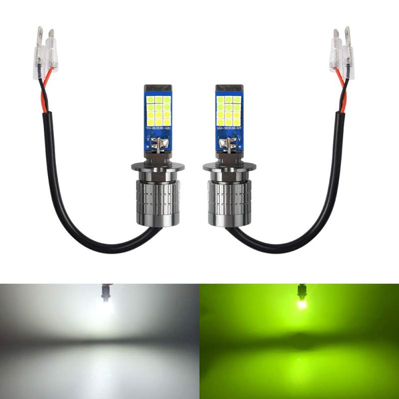 樂天商城 - Catland H3 フォグランプ LED 2色切り替え ホワイト レモンイエロー LEDバルブ 2色 白 黄緑 フォグ バルブ 3030SMDチップ搭載 ファンレス仕様 ドライバーユニット一体型 コンパクト 純正交換 DC12V対