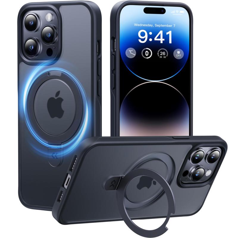 Rakuten - 【8年間の技術結晶4in1超万能モデル】CASEKOO iPhone 14 Pro 用 ケース 隠しスタンド 横縦両立 米軍MIL規格 耐衝撃 MagSafe対応 スマホケース 薄形半透明 マット仕上げ 指紋防止 ストラップホ