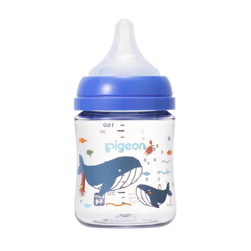 PIGEON ピジョン 母乳実感 哺乳びん 160ml 0ヵ月~ 軽くて割れにくいプラスチック製 Sea ガラスの様なプレミアムな透明度(T-Ester)