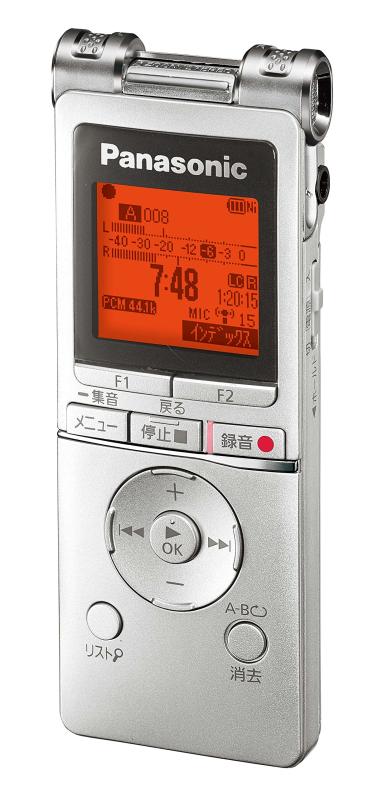 パナソニック ICレコーダー RR-XS470-S本体電源:DC1.2V(付属単4型充電式エボルタe×1本) / DC1.5V(単4形アルカリ乾電池×1)別売りメモリー容量:8GB内蔵メモリーの使用可能領域は表示容量より少なくなります。ラジオチューナー:FM:76.0~108.0MHz(0.1MHzステップ)USB:USB2.0(Hi-Speed)本体寸法/最大外形寸法 (幅×高さ×奥行)(mm):40.2×105×14.8/40.8×105×16.8正面の音を強調して録音「センター強調クリアズーム録音」大容量の内蔵メモリー8GB&amp;繰り返し使える充電式エボルタe対応英会話などの語学学習に役立つ「かんたんシャドーイング再生」