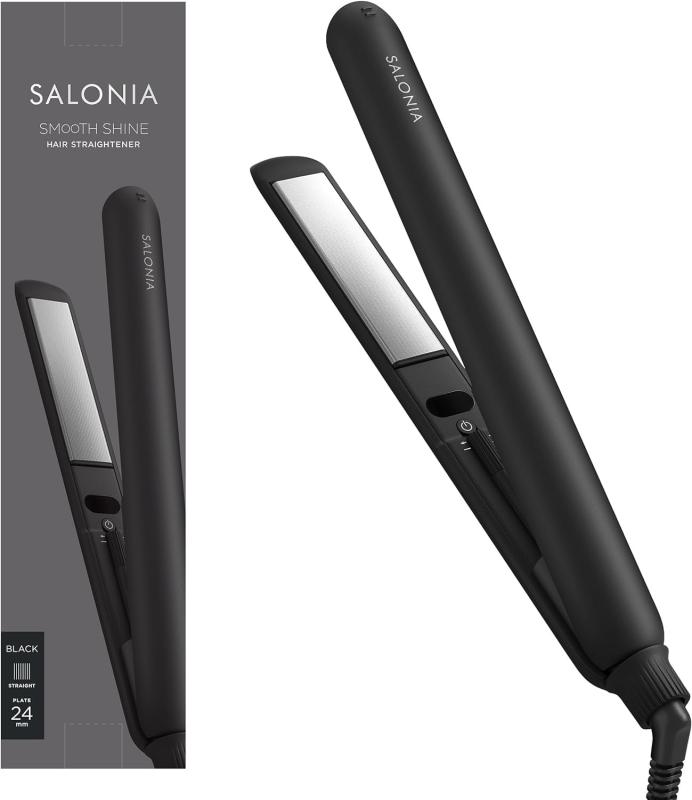 Rakuten - SALONIA サロニア スムースシャイン ストレートアイロン ヘアアイロン 24mm ブラック