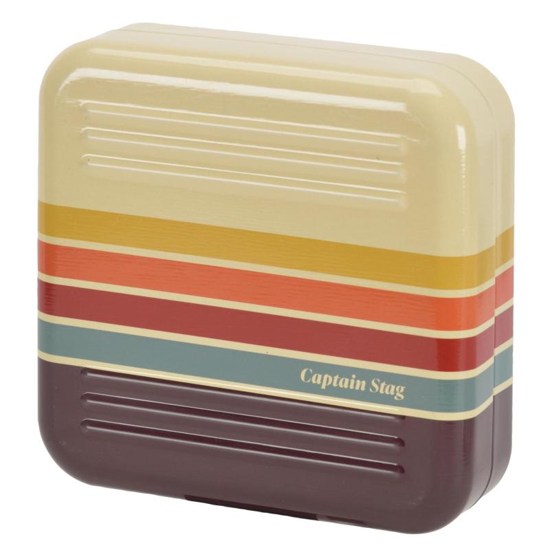 キャプテンスタッグ(CAPTAIN STAG) 蚊取線香入れ 蚊取線香スタンドケース クリームイエロー/マルチボーダー UM-1659