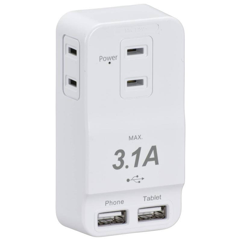 18 inches - 20 inches - オーム電機 電源タップ 発煙ガードタップ 3個口 USBポート×2 白 HS-TM3U3HT3-W 00-1230 OHM