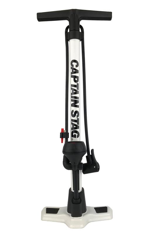 キャプテンスタッグ(CAPTAIN STAG) 空気入れ フロアポンプ 鉄製 空気圧ゲージ付き ロングホース 英/米/仏式バルブ対応 SG規格 ホワイト Y-7858