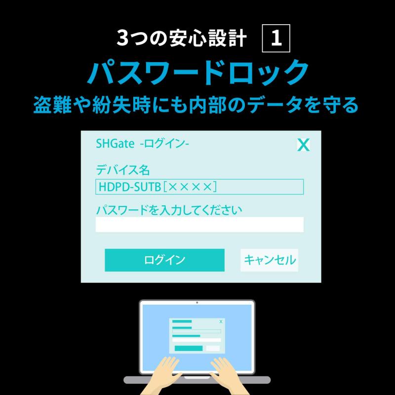 アイ・オー・データ ハードウェア暗号化&amp;パスワードロック対応耐衝撃ポータブルSSD 1TB Win/Mac/ServerOS対応 USB 3.2 Gen 1 日本製 HDPD-SUTB1S - Image 2