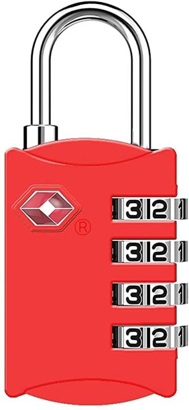 ZHEGE TSAロック スーツケース 鍵 ナンバー 南京錠 海外旅行用 荷物、バッグ、ロッカー用ロック 日本語説明書（赤）