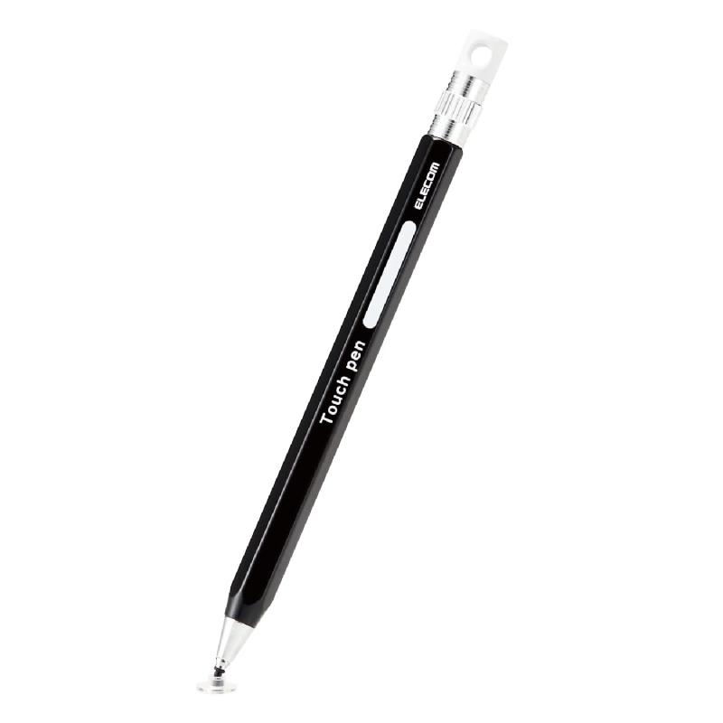 乐天商城 - エレコム タッチペン 六角鉛筆型 子ども向け ストラップホール付き ディスクタイプ (スマホ/タブレット 対応) ペン先交換可能 ブラック P-TPENDEBK