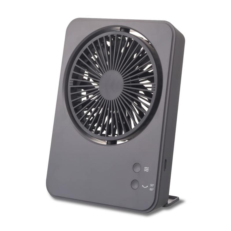 【自動首振り】 ドウシシャ 卓上扇風機 スリムコンパクトファン Swing 4電源（AC USB モバイルバッテリー 乾電池）風量3段階 自動首振り 静音 厚さ3.8cm グレー co.mado