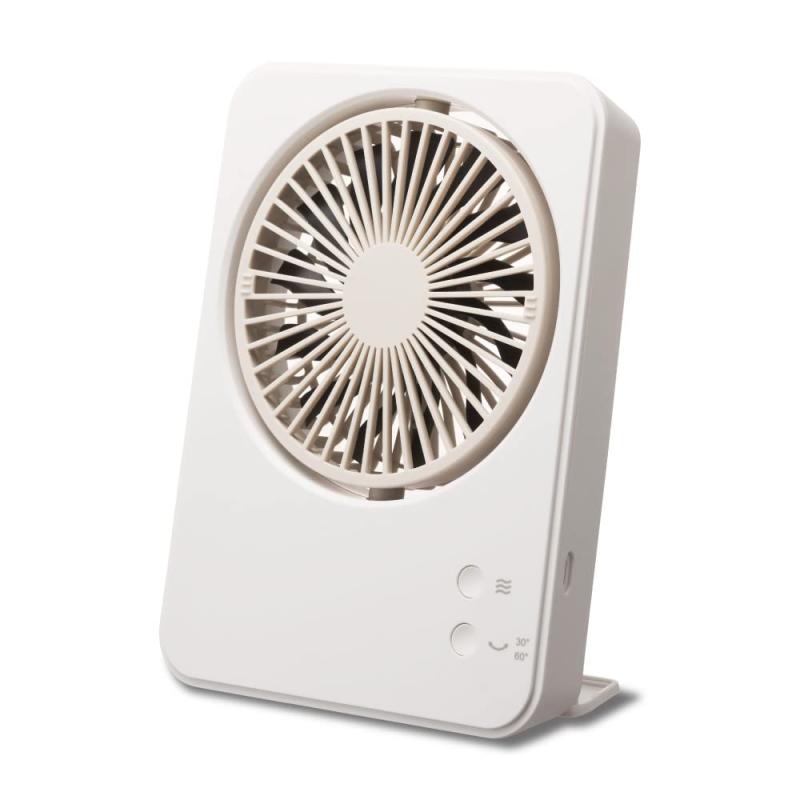 【自動首振り】 ドウシシャ 卓上扇風機 スリムコンパクトファン Swing 4電源（AC USB モバイルバッテリー 乾電池）風量3段階 自動首振り 静音 厚さ3.8cm ホワイト co.mado