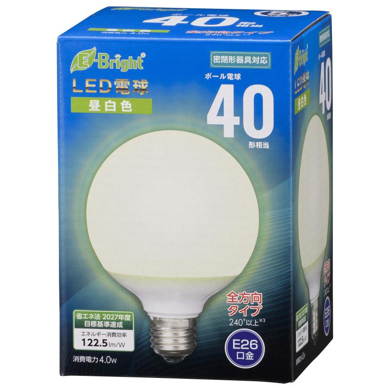 Rakuten - オーム電機 LED電球 ボール電球形 E26 40形 昼白色 全方向 LDG4N-G AG24 06-4395 OHM