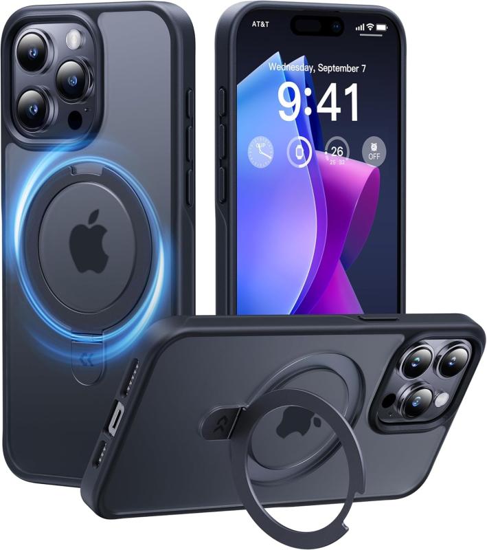 Rakuten - 【8年間の技術結晶4in1超万能モデル】CASEKOO iPhone 15 Pro 用 ケース 米軍MIL規格 耐衝撃 MagSafe対応隠しスタンド 指紋防止 マット仕上げ 黄変防止 薄型半透明 ストラップホール付き ワイヤレス