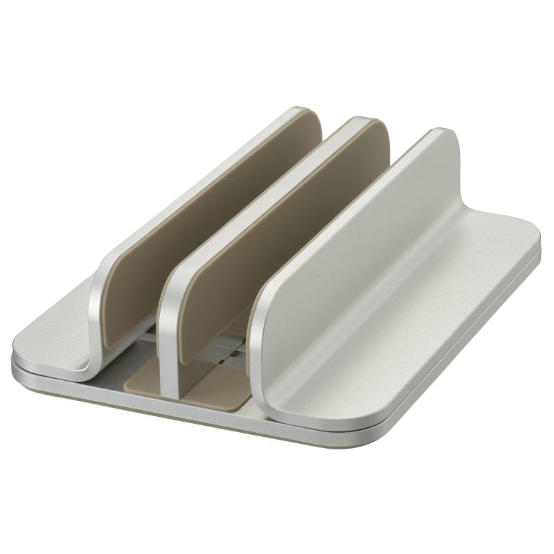 オーム電機 PCGEARノートPCスタンド 縦置き 2台用 OA-S04D-S 01-3625 OHM シルバー