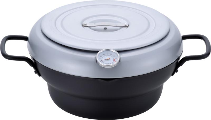 和平フレイズ 油ハネ防止 鉄 天ぷら鍋 24cm 蓋付 温度計付 IH対応 ガス 揚げ鍋 揚げ物 鍋 天麩羅 油切..