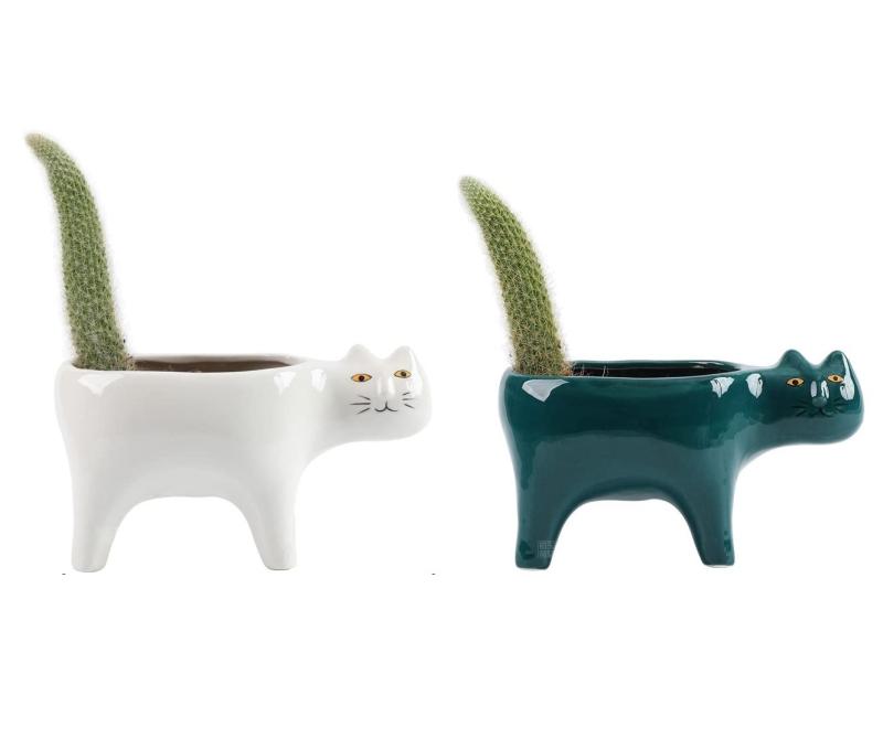 樂天商城 - siawadeky かわいい 猫の植木鉢 2個セット 多肉鉢 陶器鉢 猫プランター 多肉植物 サボテン 猫のしっぽ 猫プランターポットの装飾 猫のハーブプランター ガーデニング ホーム オフィス 庭の装