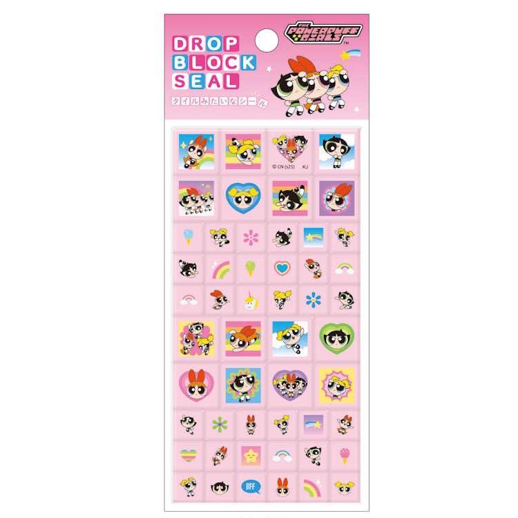 乐天商城 - カミオジャパン パワーパフガールズ ドロップブロックシール ピンク タイルシール シール デコ デコレーション マーク 248861