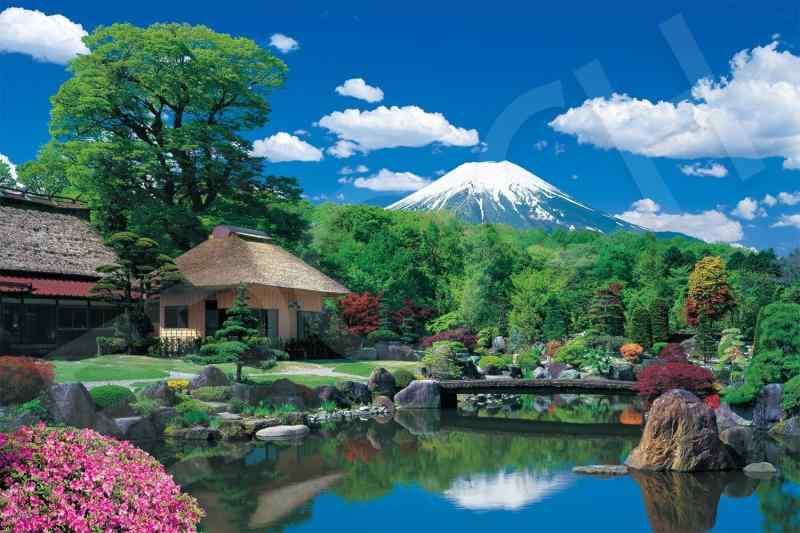 乐天商城 - エポック社 1000ピース ジグソーパズル 富士山と忍野村‐山梨 (50x75cm) 09-051s のり付き ヘラ付き 点数券付き EPOCH