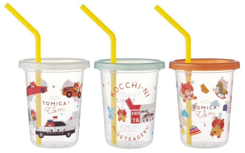 スケーター(Skater) ストロー付 タンブラー 230ml 日本製 3個 トミカとトム SIH2ST