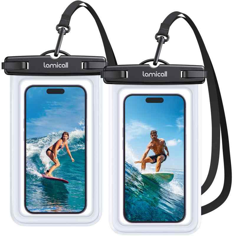 Rakuten - Lamicall 【2枚セット 海 】 スマホ 防水 ケース 雨の日 IPX8 : プール お風呂 完全防水 水中撮影 スマホ ぼうすい ケース アイフォン スマフォ すまほ 携帯 けいたい 顔認証 首かけ 海水浴 水泳