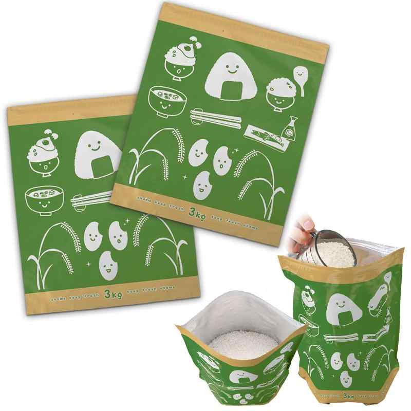 乐天商城 - コモライフ お米の保存袋 (3kg袋×2枚) 米袋 米びつ お米 保存 容器 アルミ 袋 特許製法 酸化防止 逆止弁 日本製