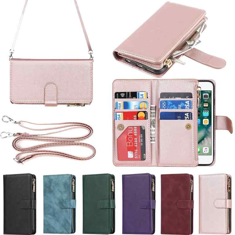 Eastwave アイフォン SE 2022 第3世代 ケース for iPhoneSE 2020 第2世代 手帳型 for iPhone 8 7 縄掛け 財布型 ICカード カード 収納 小銭入れ ファスナーポケット付き PUレザー 6色 ピンクの商品画像