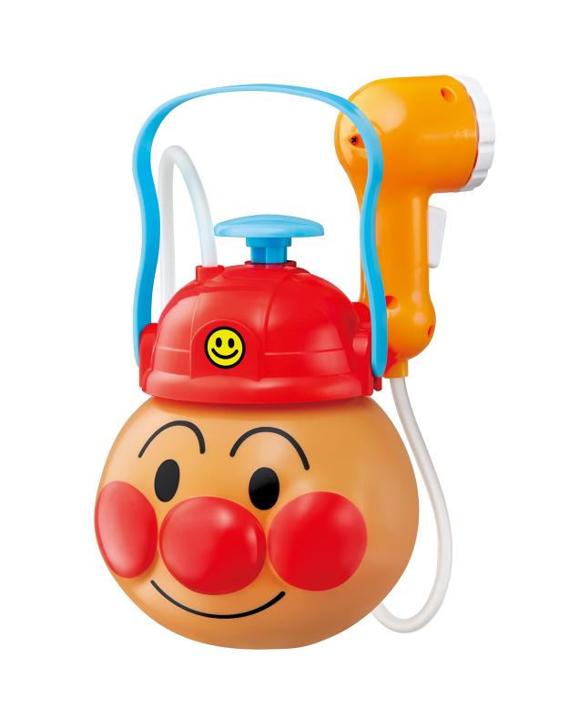 ポンプでどこでもアンパンマンシャワーお外でもお風呂でもどこでもシャワー遊びが楽しめます。圧縮空気で水を押し出すので、電池不要ですが水の勢いは抜群です。シャワー切り替え部を回すと、水の出方を2種類(シャワー・ストレート)切り替えができます。水を入れた状態の本体重量：約1kg