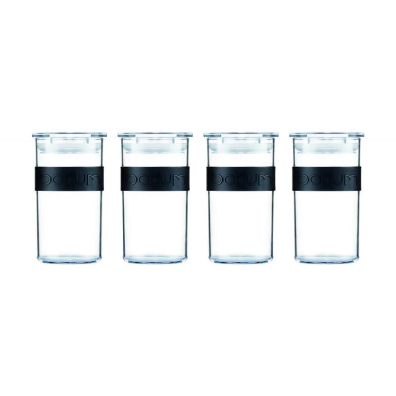 BODUM ボダム 保存容器 キャニスター PRESSO プラスチック保存容器 250ml 4個セット 食材 調味料 コーヒー 紅茶 収納 保管 食洗器可 K11827-01SA内容物の風味を変化・劣化させないBPAフリーの飛沫防止プラスチ...