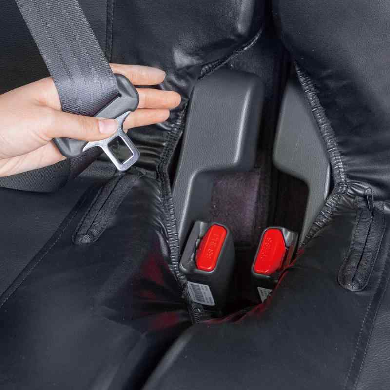 ボンフォーム(BONFORM) シートカバー レザーマッチ 軽自動車 軽・後席5:5分割用 抗菌防臭 枕カバー2個付 伸縮レザー生地 4041-27BK