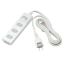 エルパ (ELPA) 扉付タップ コンセント 延長コード 安全 4個口 3m 125V 15A 集中スイッチ WBS-T4010B(W)(2)