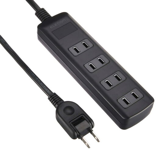 エレコム 電源タップ 雷ガード スイングプラグ 4個口 2.5m ブラック T-K1A-2425BK エレコム 電源タップ 雷ガード スイングプラグ 4個口 2.5m ブラック T-K1A-2425BK