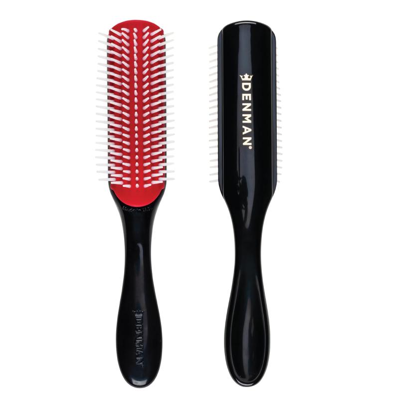 Denman Curly Hair Brush D3 (Black &amp; Red) 7 Row Styling Brush for Detangling, Separating, Shaping and Defining Curls - For W