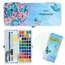 Ohuhu 固形水彩 水彩絵の具 50色 絵の具セット 水彩画 絵具 鮮やか 水彩 透明水彩 画材 塗り絵 スケッチ 大人 誕生日 クリスマス プレゼント コン...