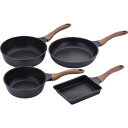 和平フレイズ フライパンセット 玉子焼き&深型フライパン20・24cm&フライパン26cm IH対応 ブラック 木目調ハンドル エヌトーン MB-1227
