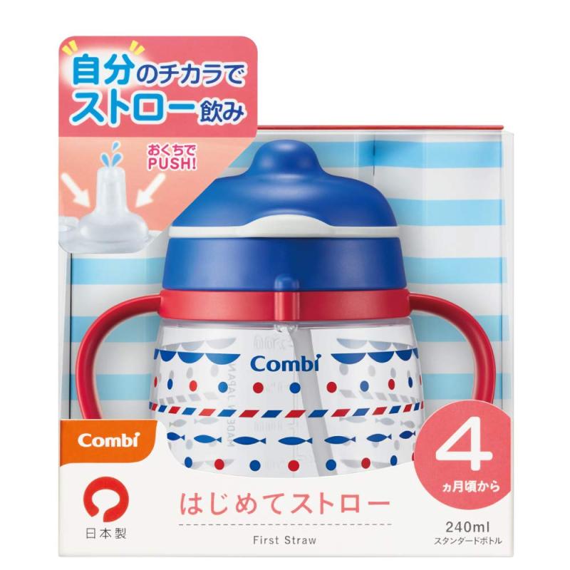 コンビ ラクマグ はじめてストロー マリン ブルー 240ミリリットル (x 1)