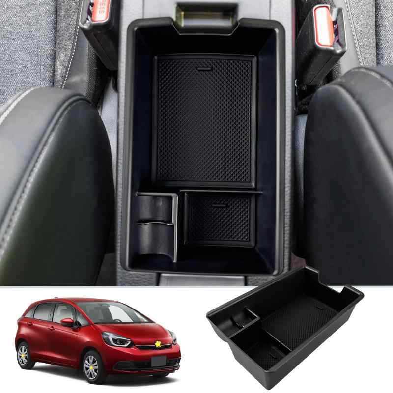 SKTU ホンダ フィット 新型 FIT 車用 内蔵型コンソールボックス フィット収納トレイ ラバーマット付き 小物入れ フィット センターコンソールトレイ アームレスト収納ボックス コインケース