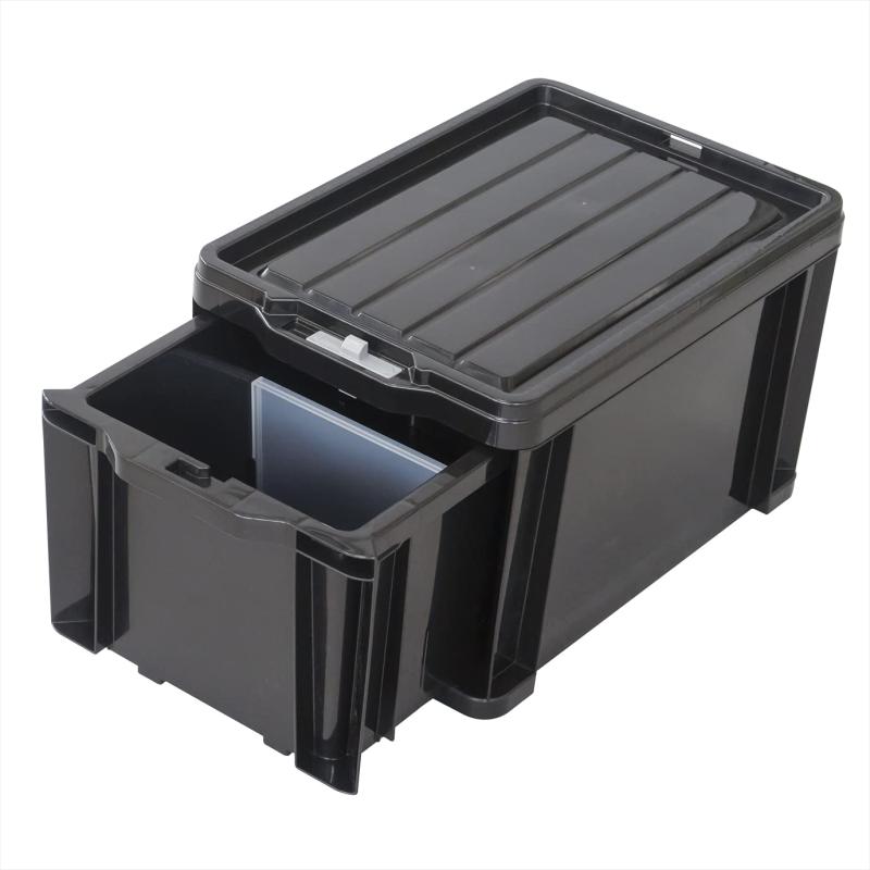 JEJアステージ 収納ボックス ロックストッカー #45 ブラック 幅37×奥行52×高さ32cm 【2個セット】日本製 積み重ね 収納ケース 小物 [2]